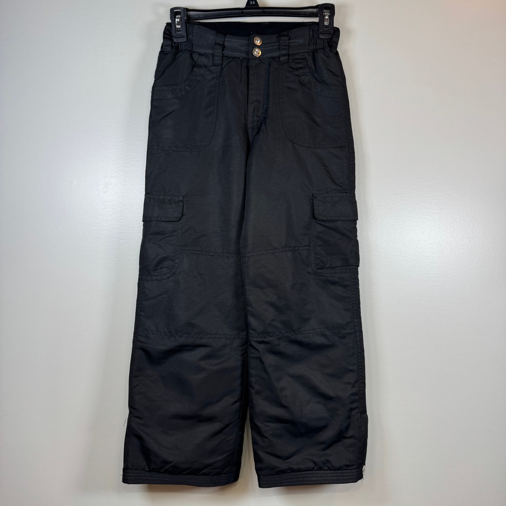 Falls Creek Girls Snow Pants M 7/8 Black‎ Insulated Cargo Winter Trousers